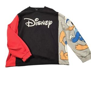 Disney Zara Sweatshirt‎ Mens Medium Black Red Donald Duck Graphic Pullover